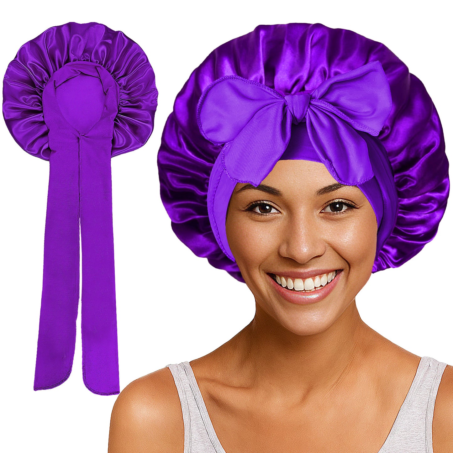 Bonnet de nuit élastique à nœuds