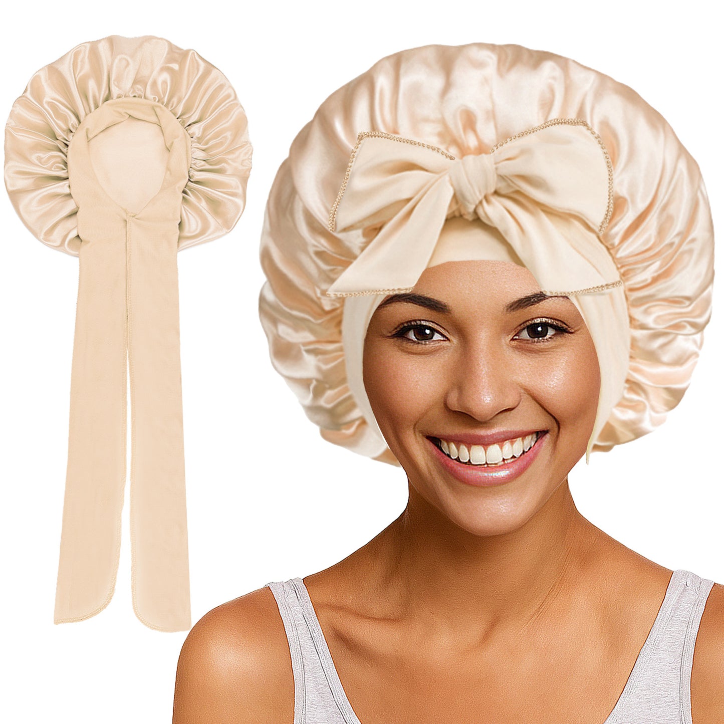 Bonnet de nuit élastique à nœuds