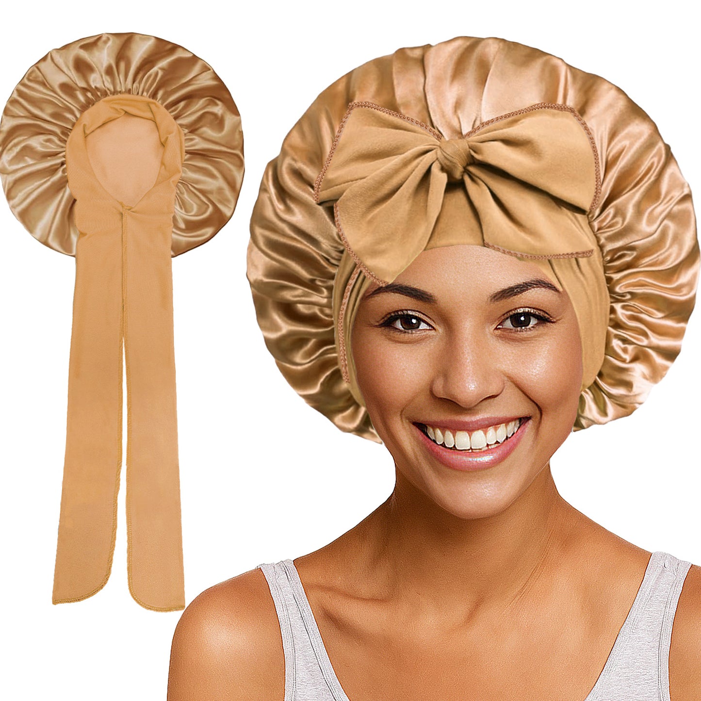 Bonnet de nuit élastique à nœuds